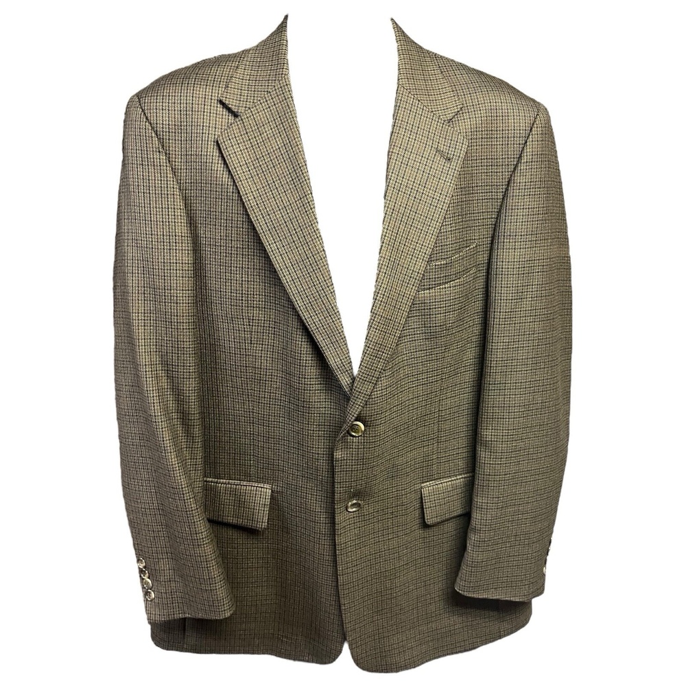 Claiborne Men's 44L Sport Coat Brown Beige Houndstooth Classic Professional